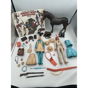 Vintage Johnny West Marx Adventure Figures Lot 1975 Horse Accessories 1970s Toy